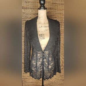 VINTAGE A La Carte Elegant Black Lace Blazer